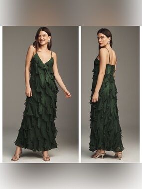 BHLDN Jia Bias-Cut ruffled gown size 12